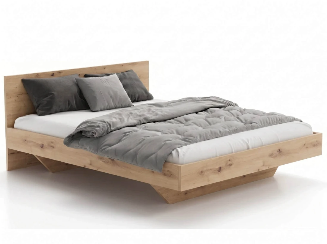 Letto levitante 160x200 rovere artisan DM2 realizzato con pannello per mobili