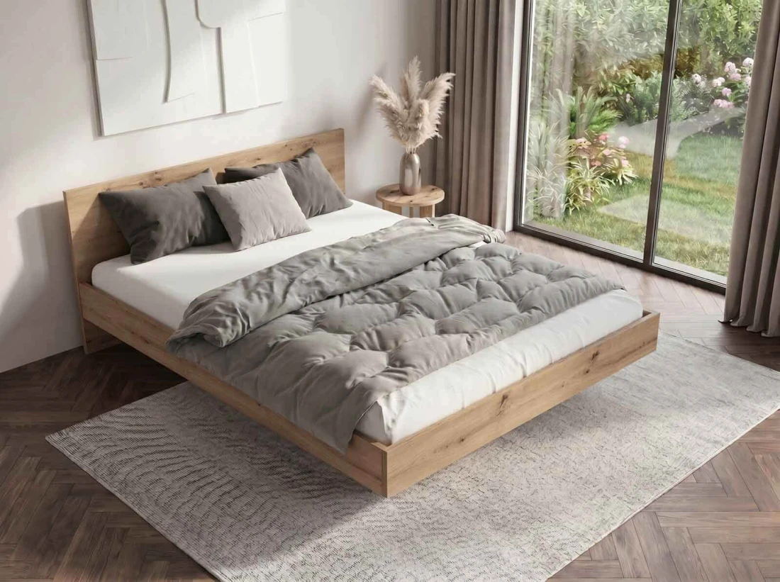 Letto levitante 160x200 rovere artisan DM2 realizzato con pannello per mobili