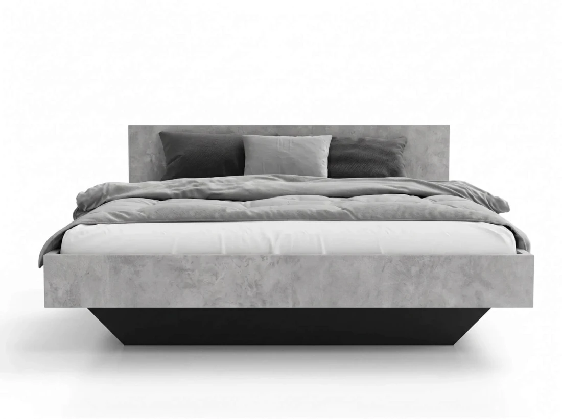 Letto levitante 120x200 cemento + nero DM2 realizzato con pannello per mobili
