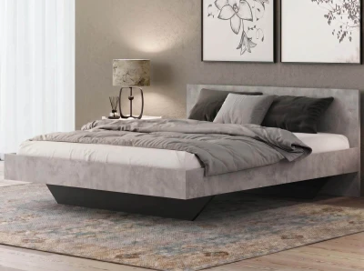 Letto levitante 180x200 cemento + nero DM2 realizzato con pannello per mobili