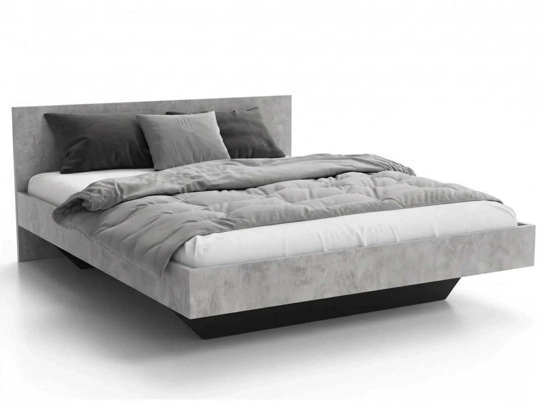 Letto levitante 180x200 cemento + nero DM2 realizzato con pannello per mobili