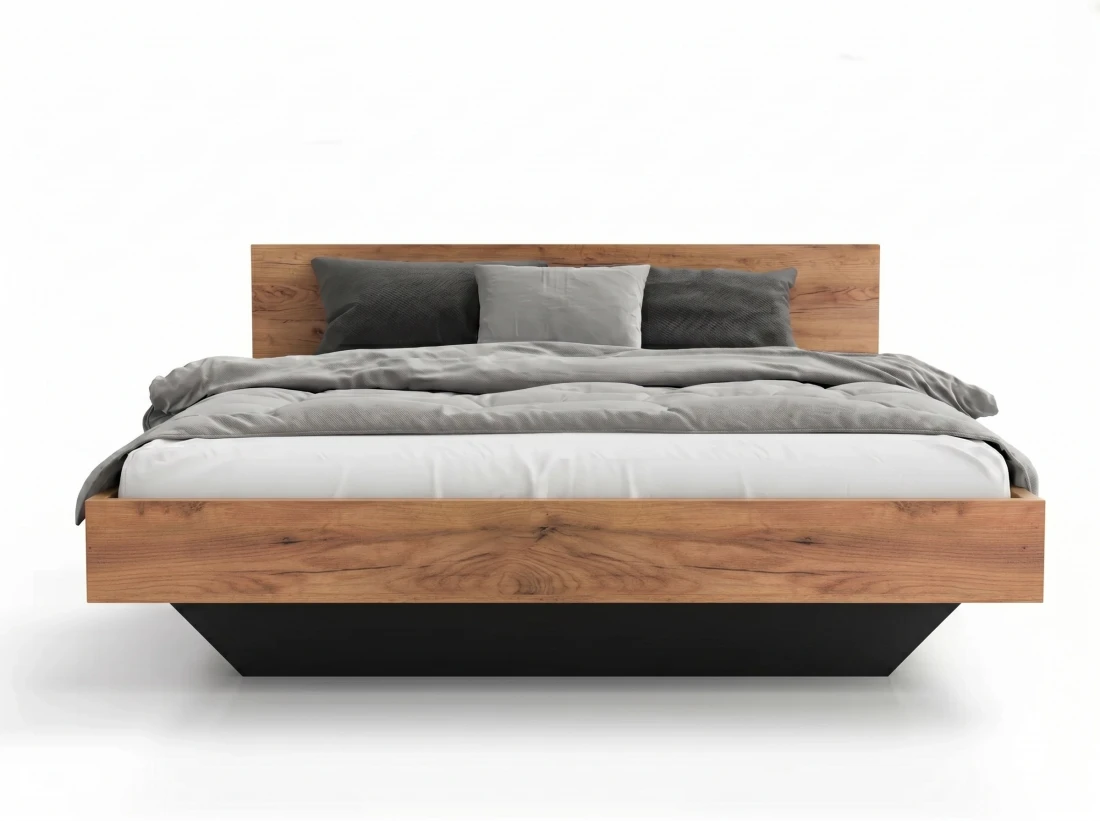 Letto levitante 120x200 rovere artigianale + nero DM2 realizzato con pannello per mobili