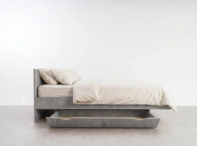Cassetto con ruote sotto letto, DM2 Cemento