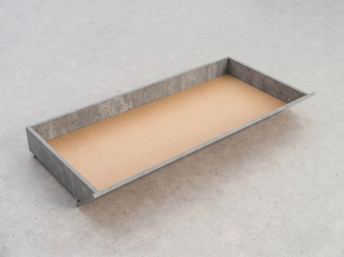 Cassetto con ruote sotto letto, DM2 Cemento