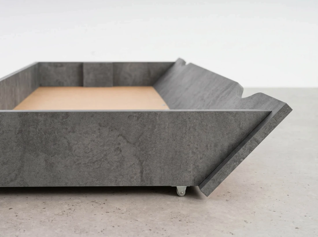 Cassetto con ruote sotto letto, DM2 Cemento