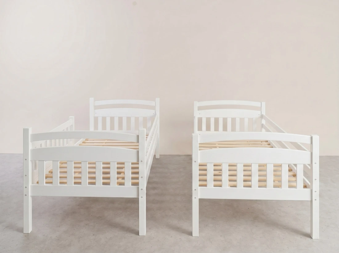 Letto a castello in legno per 3 persone 90x200 cm con cassetti P3S bianco