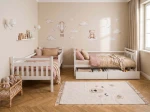 Letto a castello in legno 90x200 con cassetti P4S in bianco