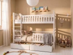 Letto a castello in legno 90x200 con cassetti P4S in bianco