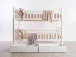 Letto a castello in legno 90x200 con cassetti P4S in bianco