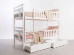 Letto a castello in legno 90x200 con cassetti P4S in bianco