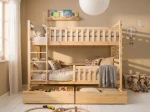 Letto a castello in legno 90x200 con cassetti P4S in pino