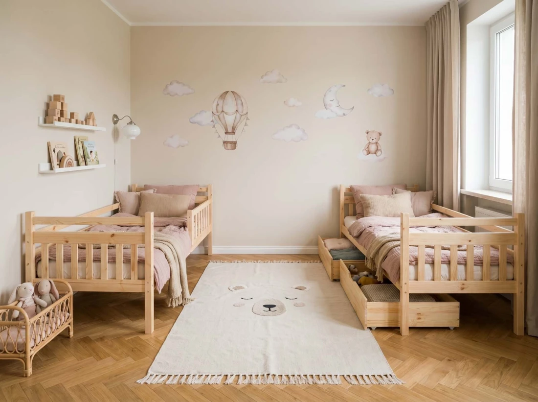 Letto a castello in legno 90x200 con cassetti P4S in pino