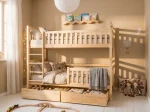 Letto a castello in legno 90x200 con cassetti P4S in pino