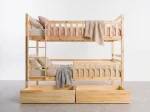 Letto a castello in legno 90x200 con cassetti P4S in pino