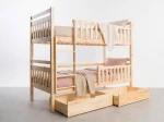 Letto a castello in legno 90x200 con cassetti P4S in pino