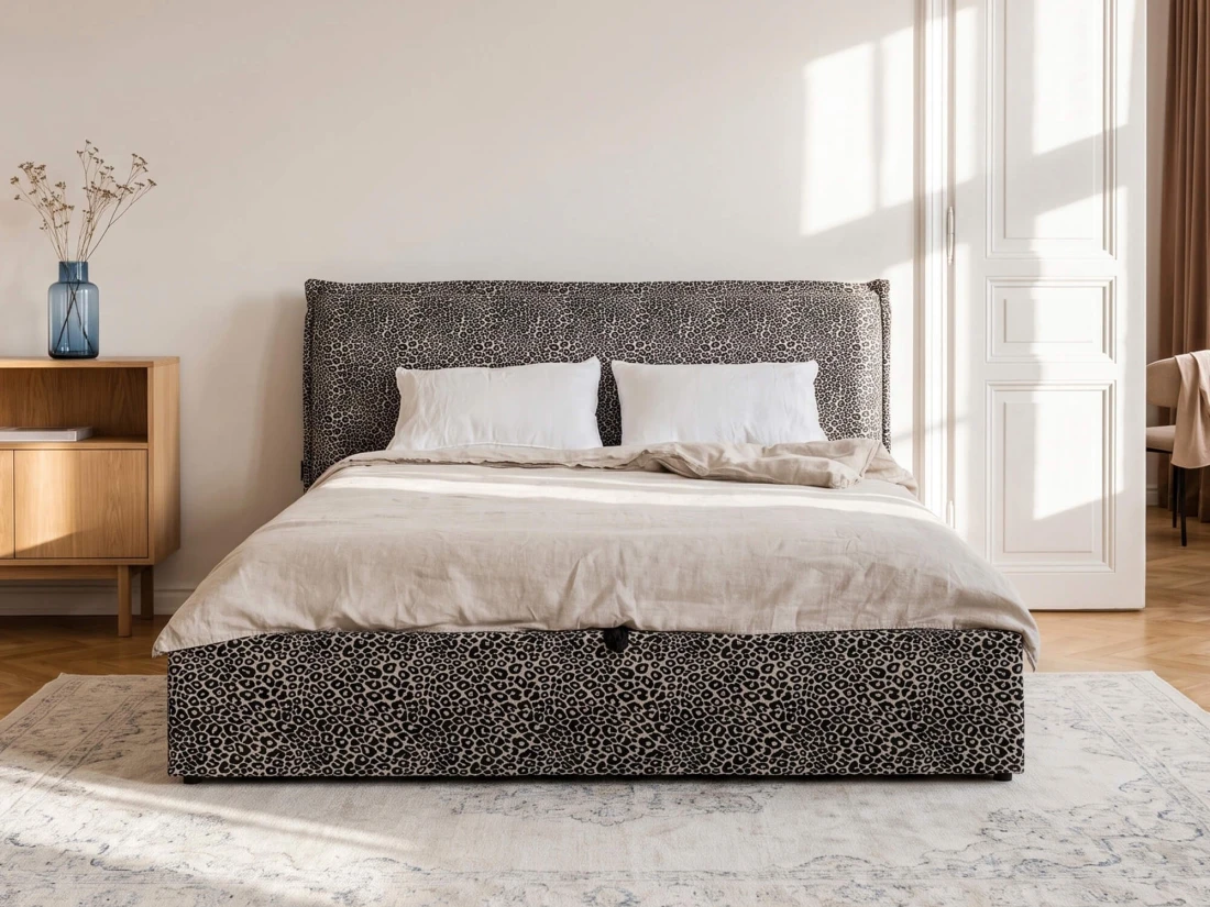 Letto imbottito 180x200 con contenitore grigio PRO line 19 Wild 219