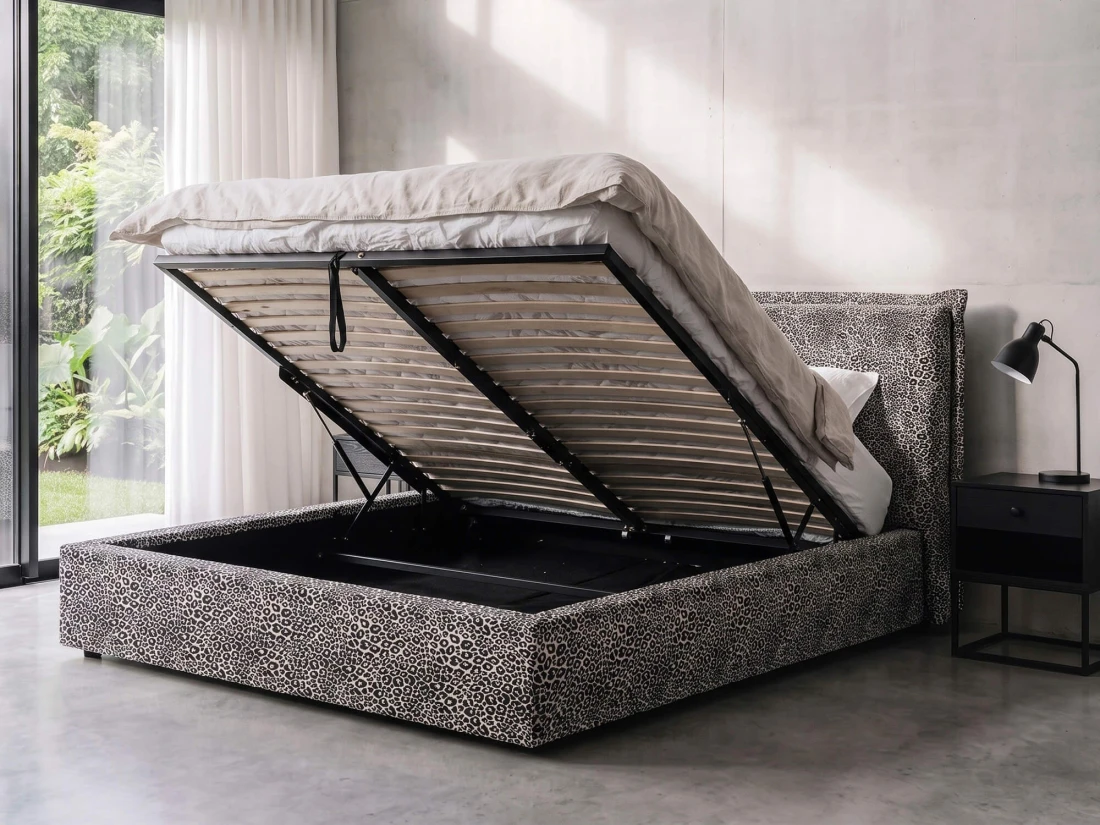 Letto imbottito 180x200 con contenitore grigio PRO line 19 Wild 219