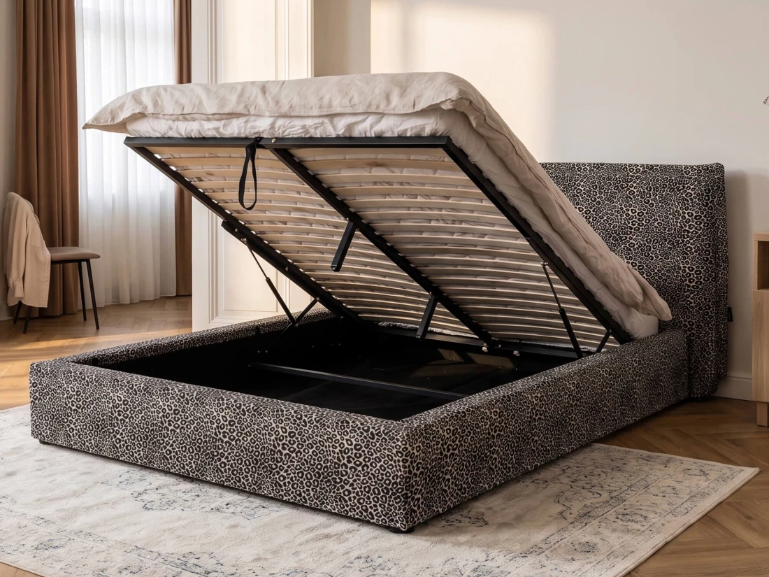 Letto imbottito 140x200 con contenitore grigio PRO line 19 Wild 219