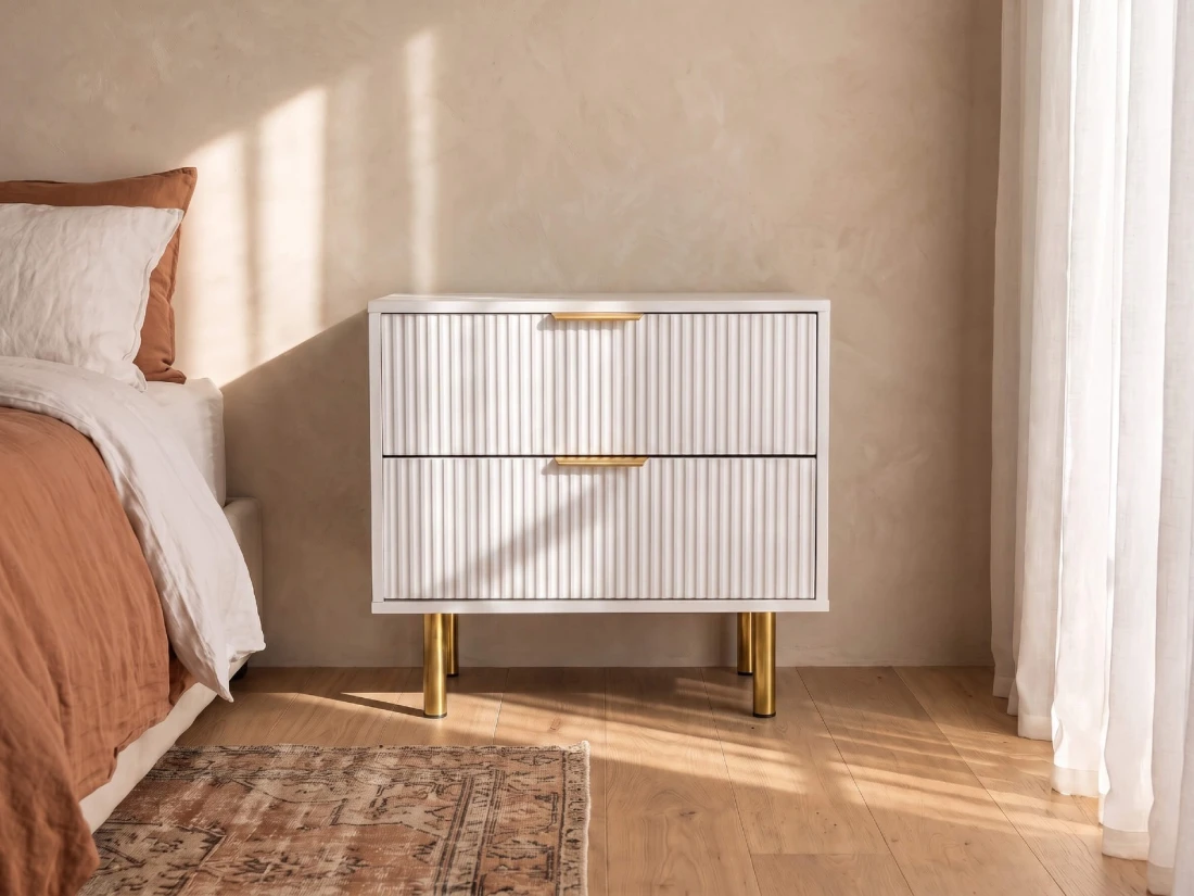Comodino 2S 60x39 cm Riff bianco
