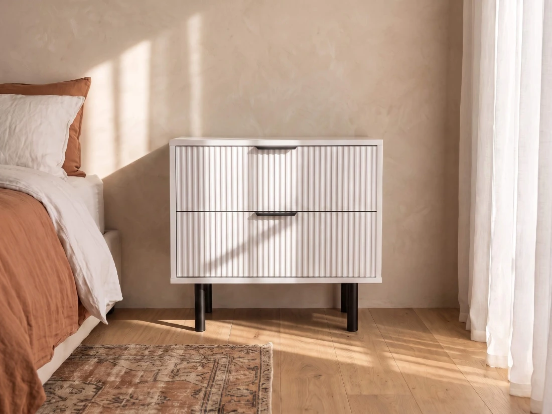 Comodino 2S 60x39 cm Riff bianco