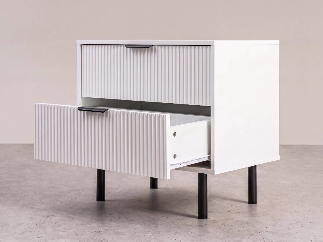 Comodino 2S 60x39 cm Riff bianco