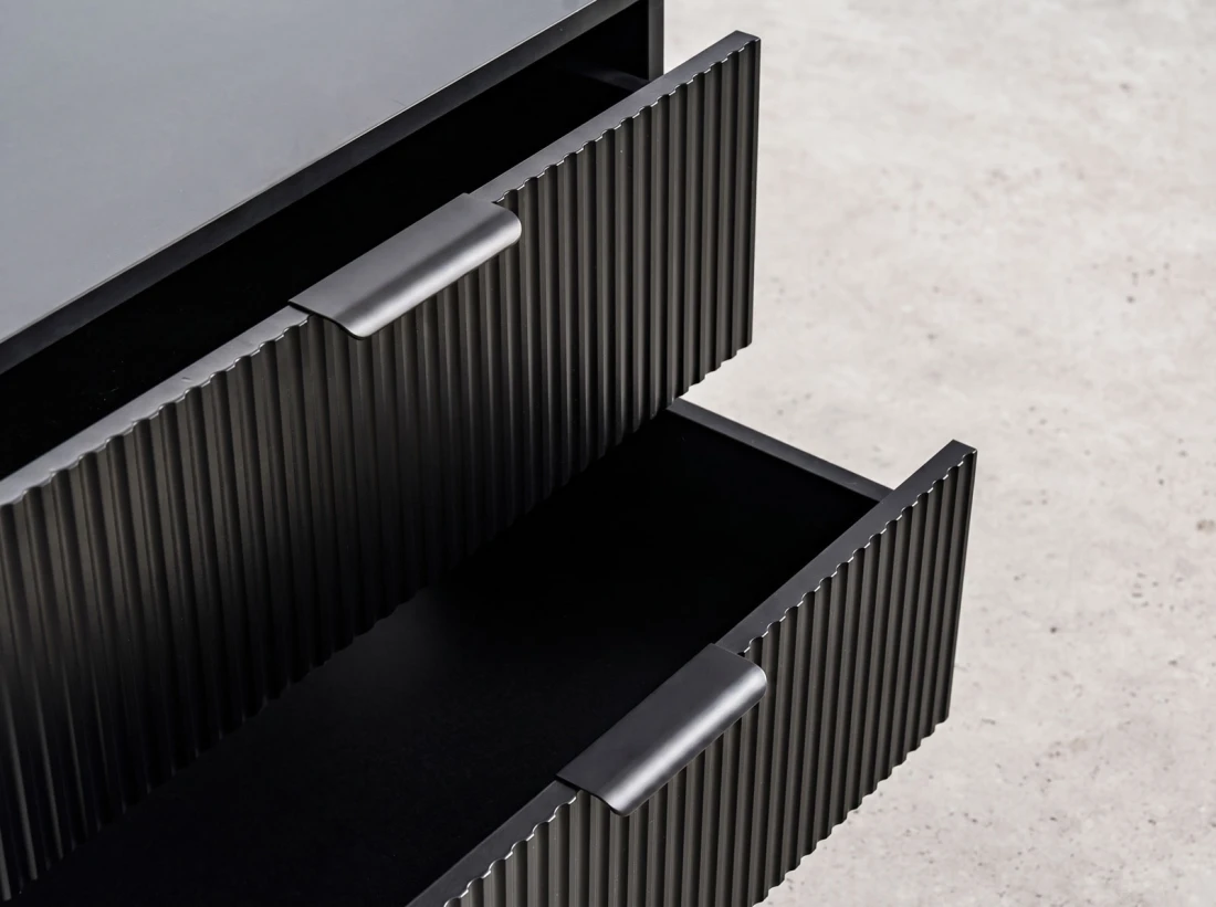 Comodino 2S 60x39 cm Riff nero