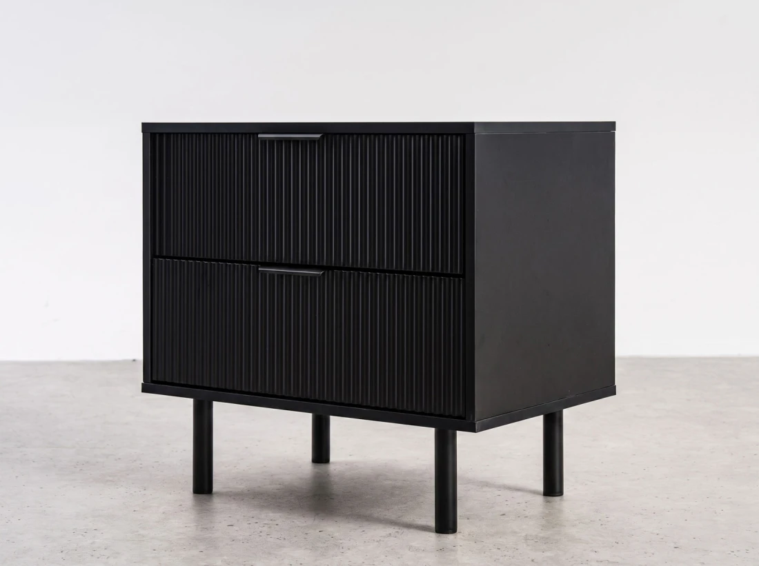 Comodino 2S 60x39 cm Riff nero