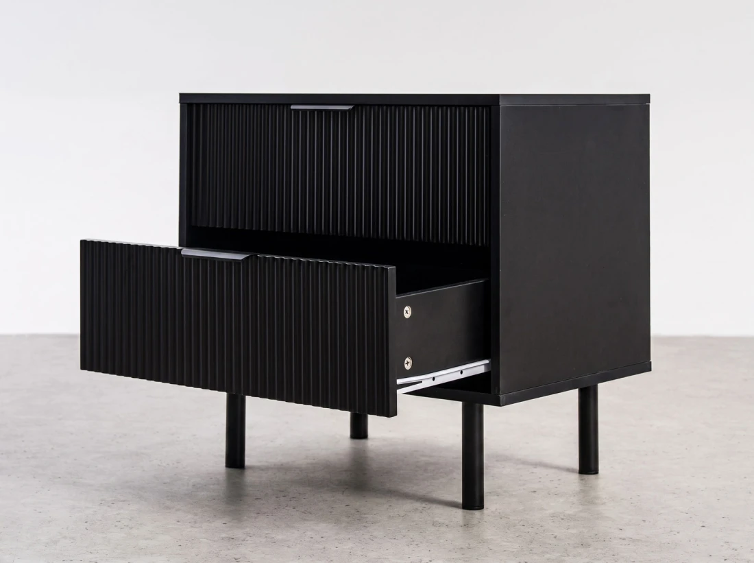 Comodino 2S 60x39 cm Riff nero