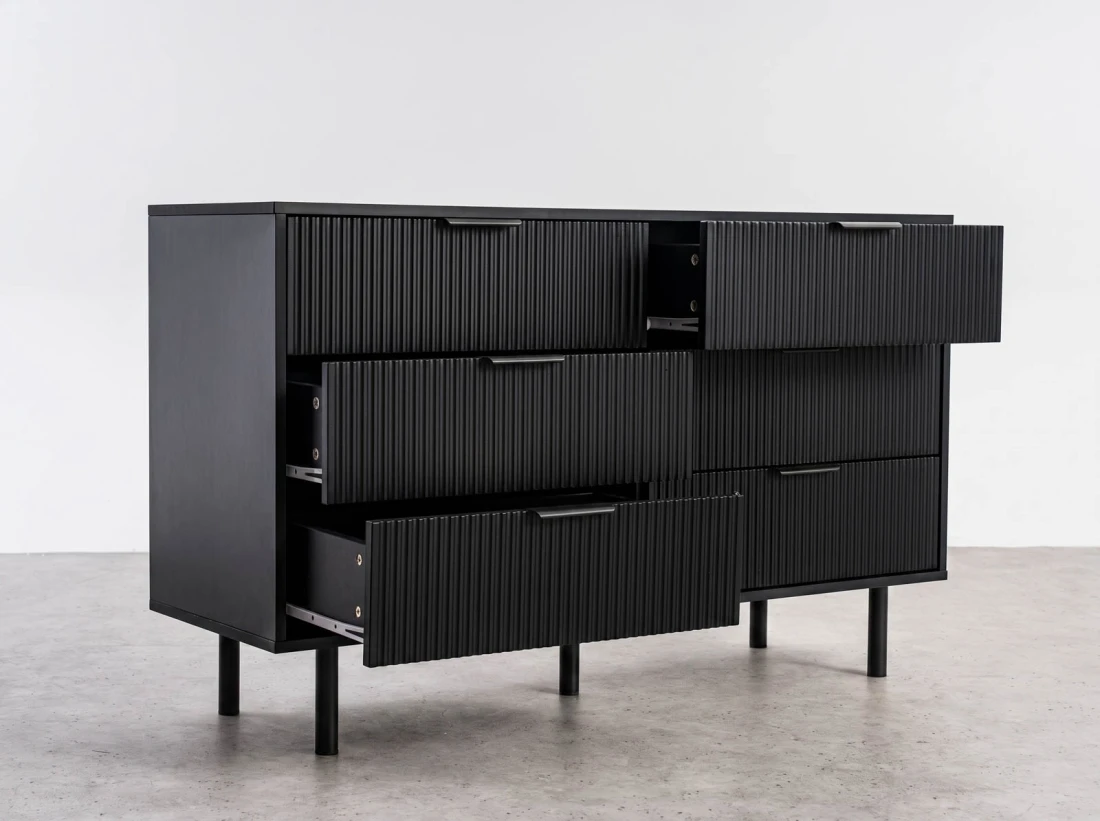 Cassettiera 6S 118x39 cm Riff nero