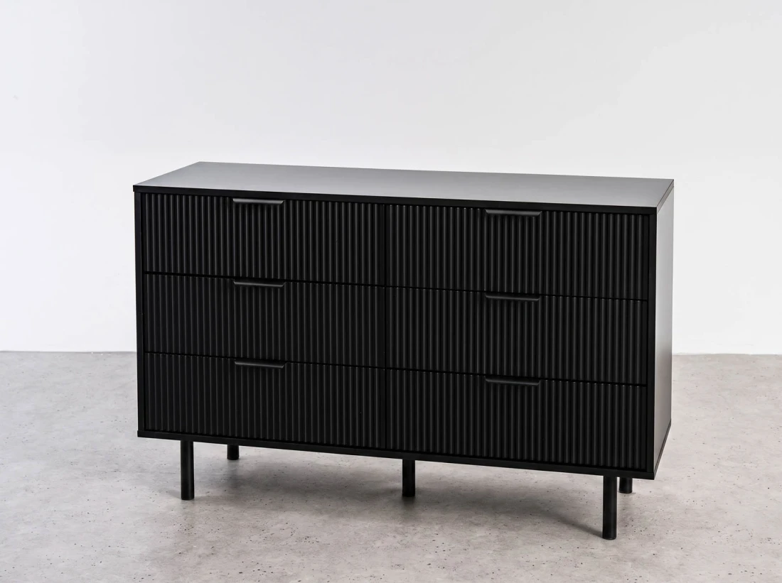 Cassettiera 6S 118x39 cm Riff nero