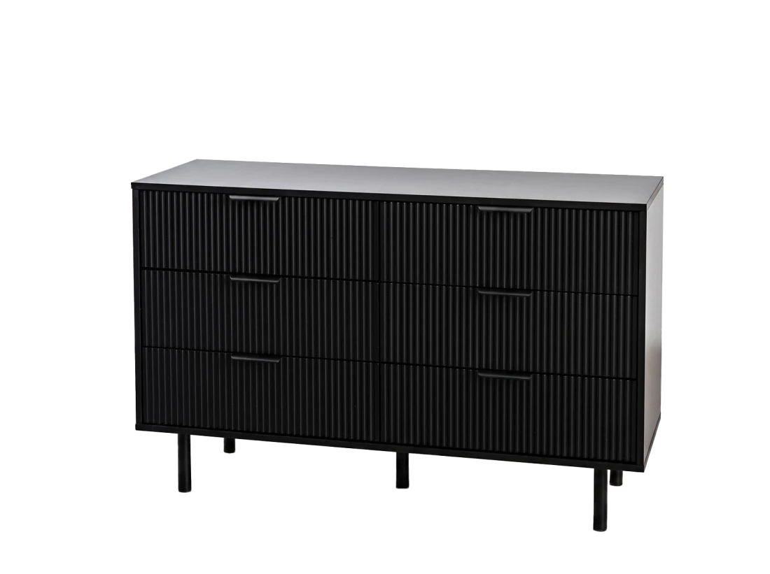 Cassettiera 6S 118x39 cm Riff nero