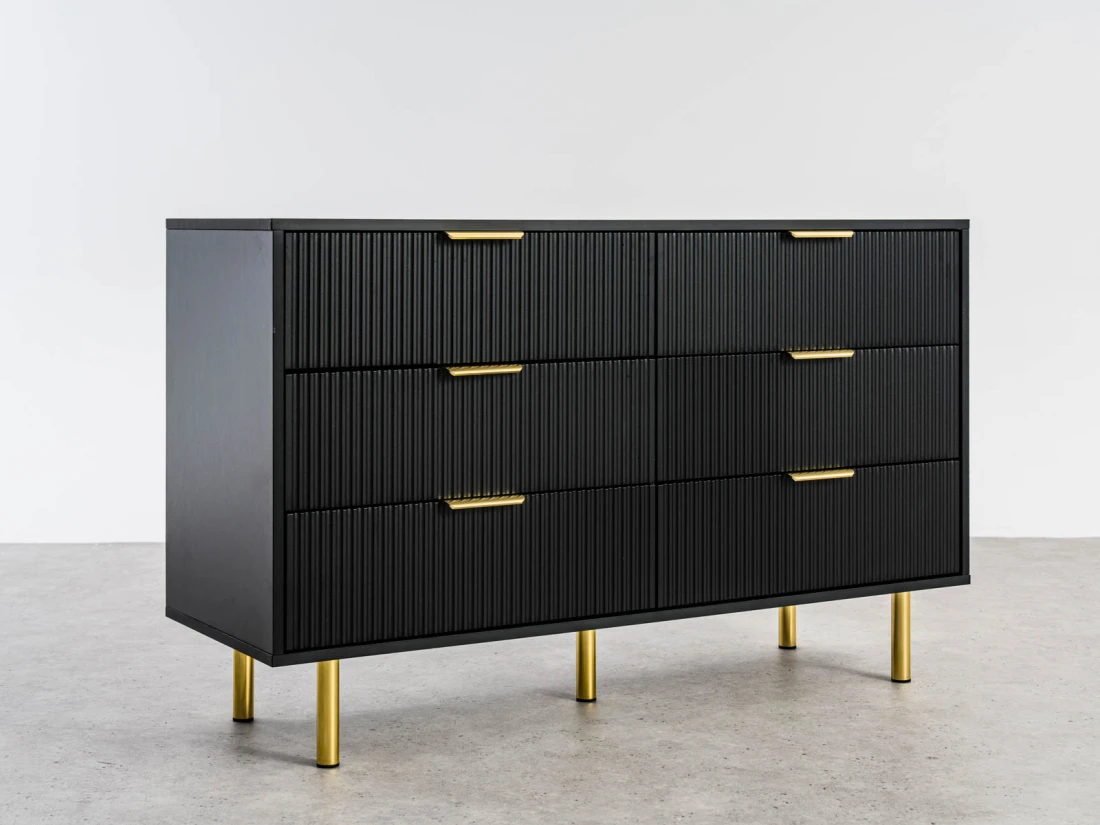 Cassettiera 6S 118x39 cm Riff nero