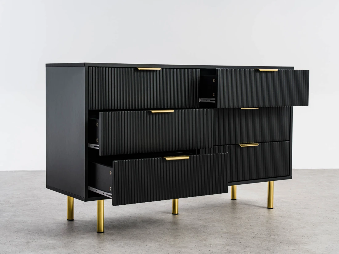 Cassettiera 6S 118x39 cm Riff nero