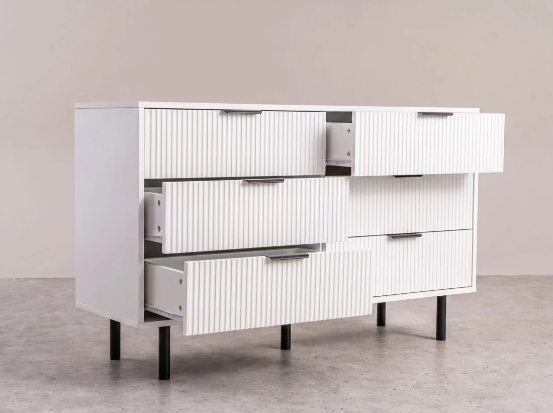 Cassettiera 6S 118x39 cm Riff bianco