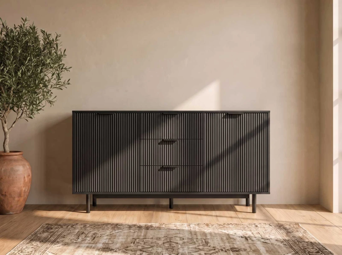 Cassettiera con cassetti e ante 3S2D 140 cm Riff nero