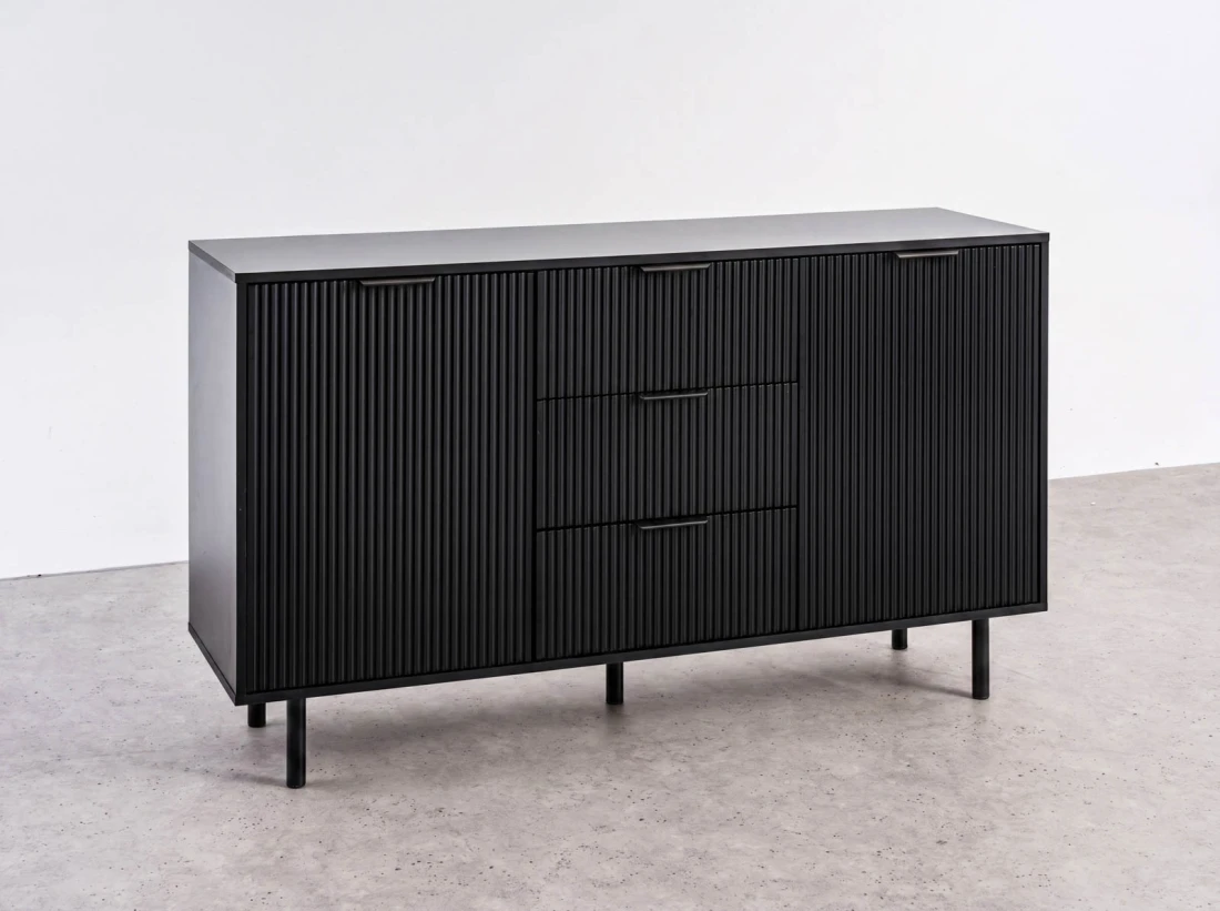 Cassettiera con cassetti e ante 3S2D 140 cm Riff nero