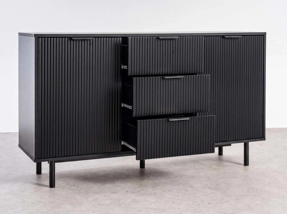 Cassettiera con cassetti e ante 3S2D 140 cm Riff nero