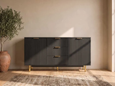 Cassettiera con cassetti e ante 3S2D 140 cm Riff nero