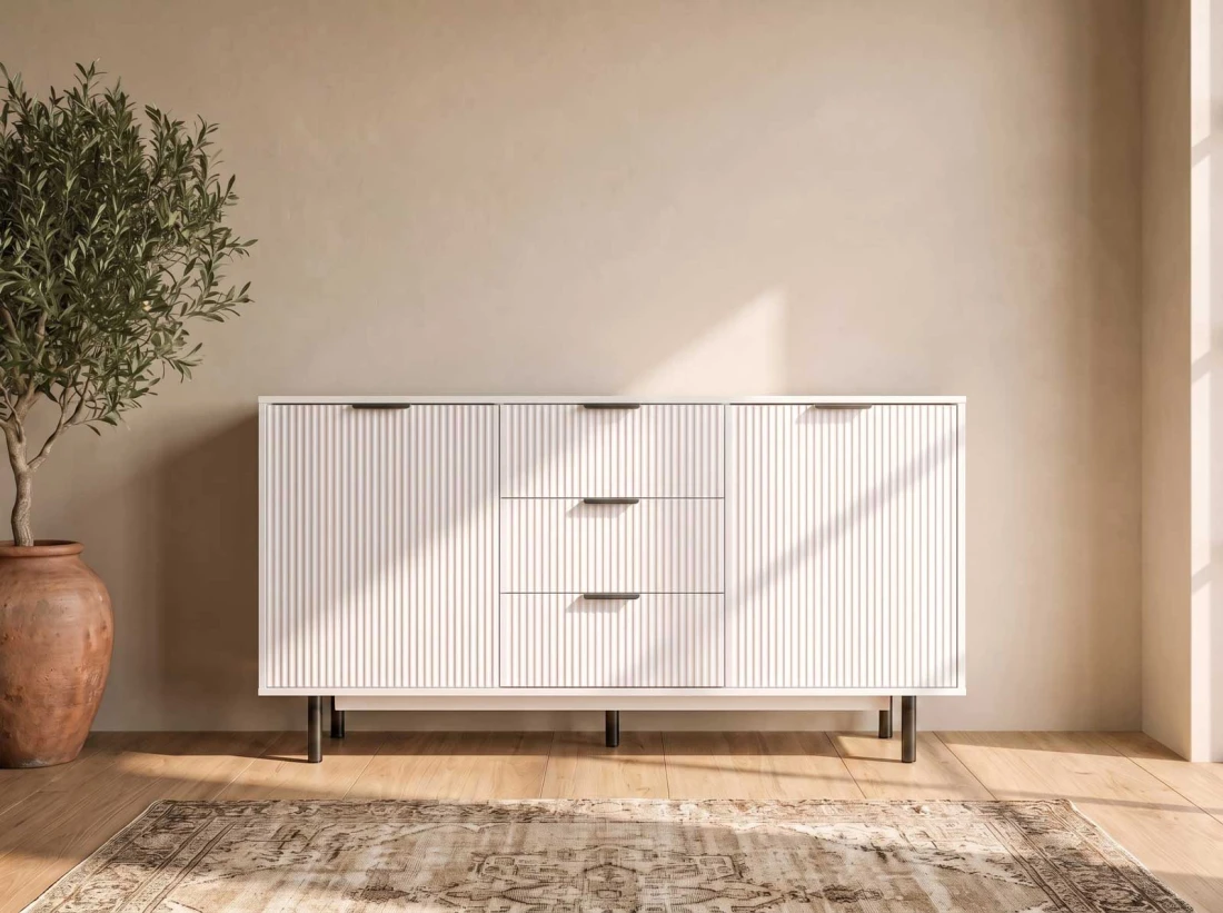 Cassettiera con cassetti e ante 3S2D 140 cm Riff bianco