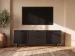 Armadio RTV 140 cm con cassetti e ante Riff nero