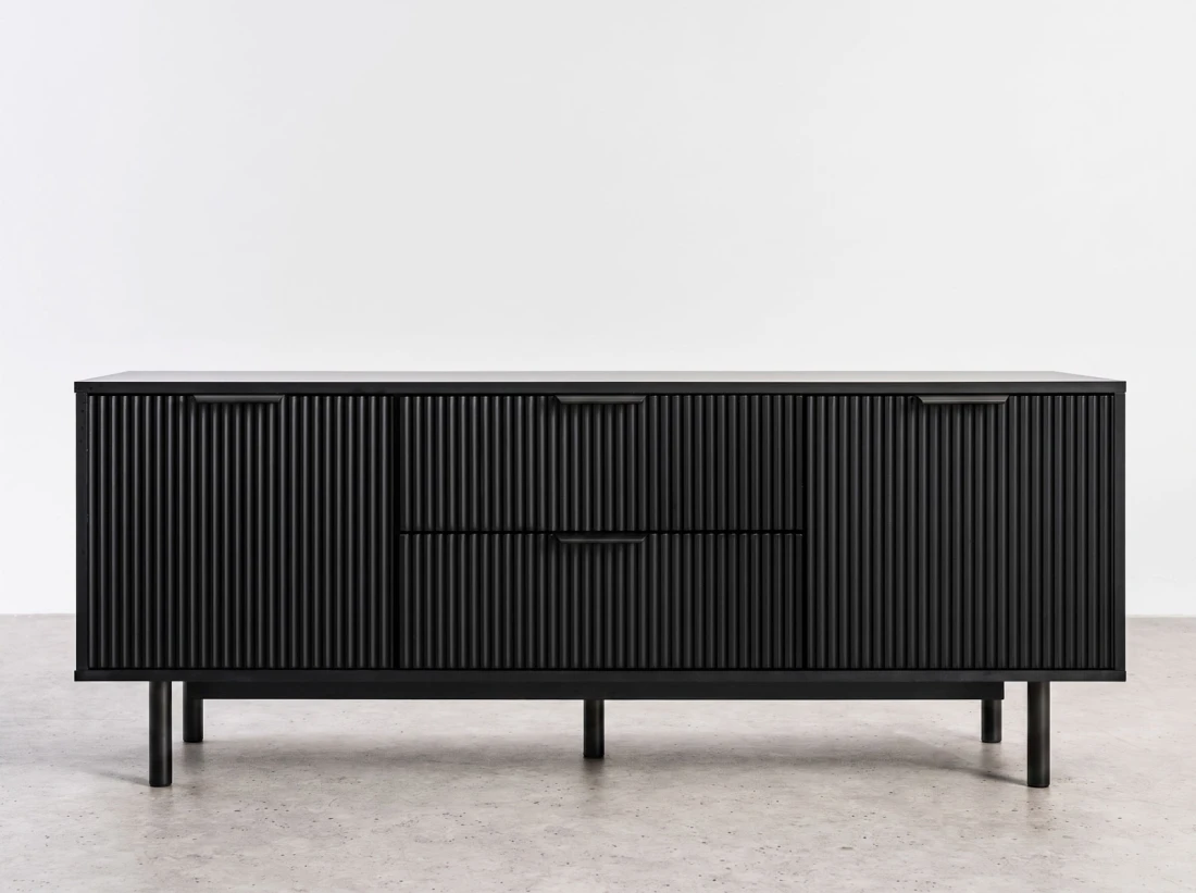 Armadio RTV 140 cm con cassetti e ante Riff nero