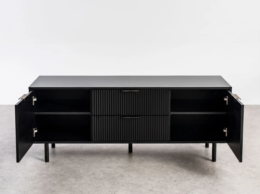 Armadio RTV 140 cm con cassetti e ante Riff nero