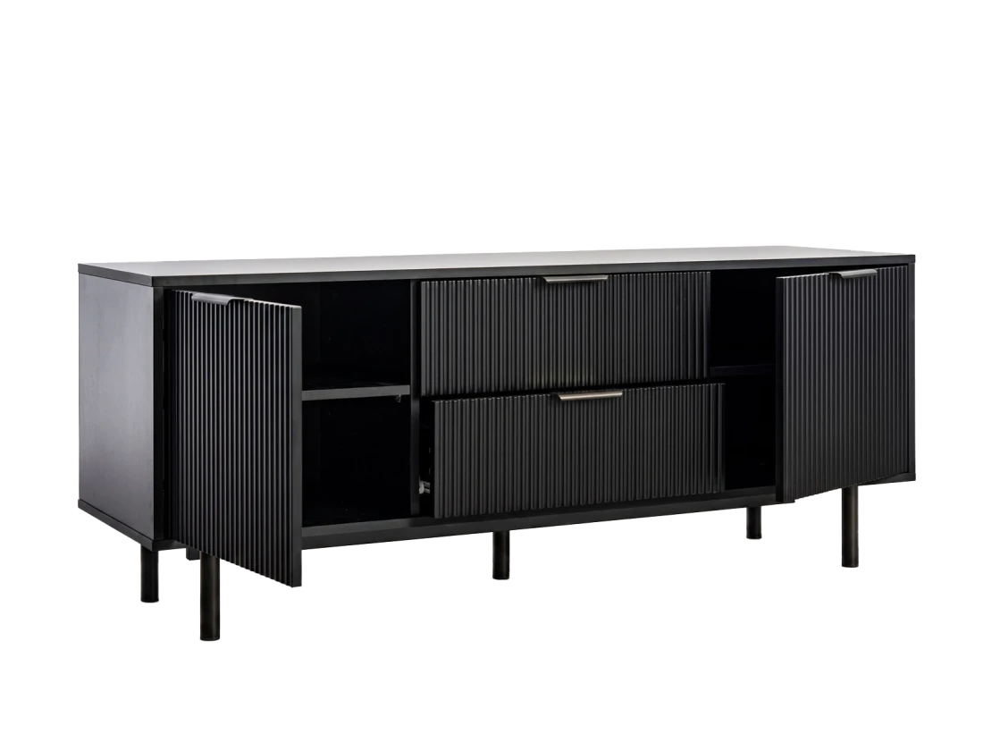 Armadio RTV 140 cm con cassetti e ante Riff nero