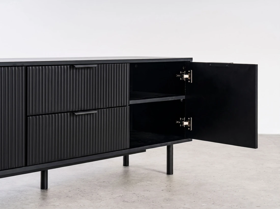 Armadio RTV 140 cm con cassetti e ante Riff nero