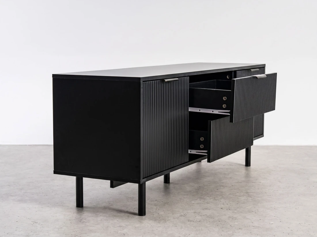 Armadio RTV 140 cm con cassetti e ante Riff nero