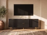 Armadio RTV 140 cm con cassetti e ante Riff nero