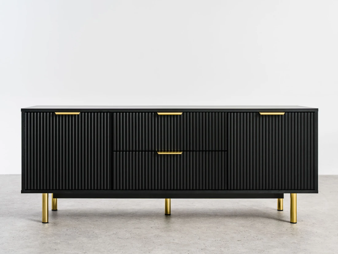 Armadio RTV 140 cm con cassetti e ante Riff nero