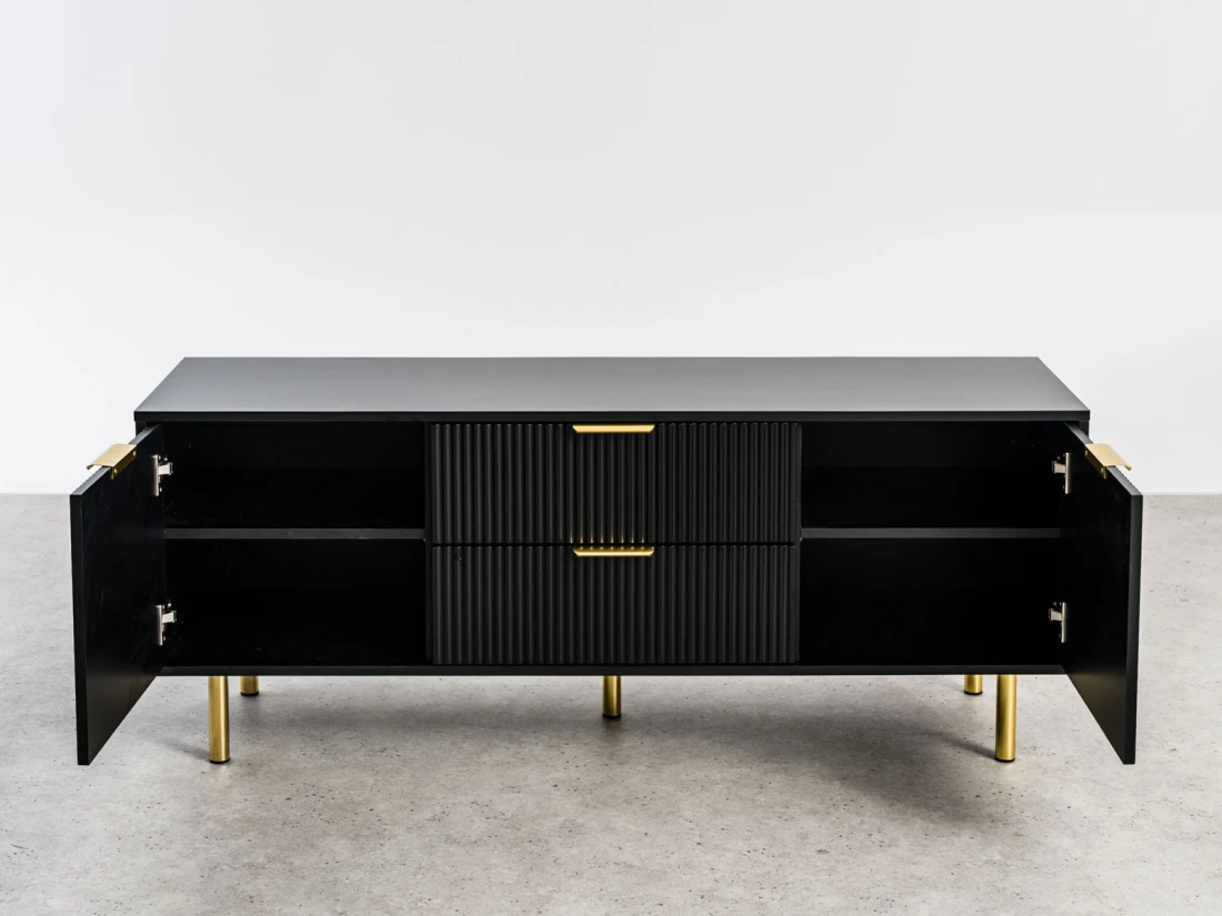 Armadio RTV 140 cm con cassetti e ante Riff nero