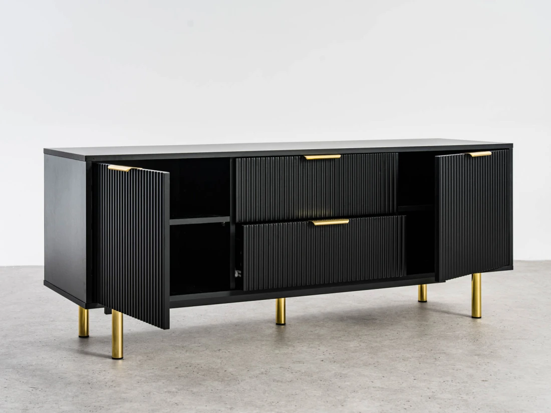 Armadio RTV 140 cm con cassetti e ante Riff nero