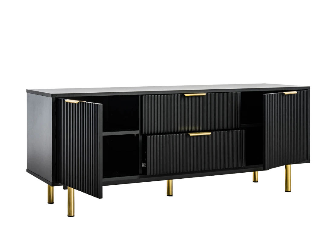Armadio RTV 140 cm con cassetti e ante Riff nero